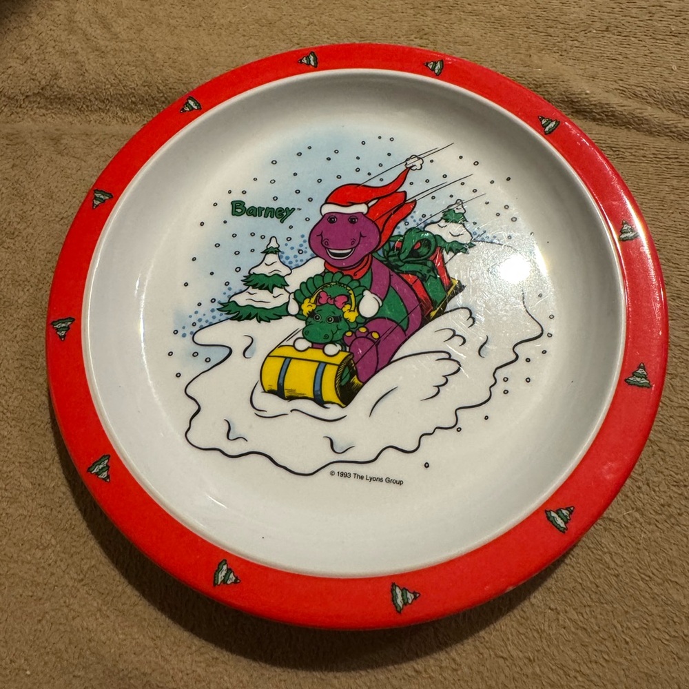 Vintage 1993 Barney Christmas Plate